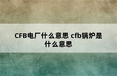 CFB电厂什么意思 cfb锅炉是什么意思